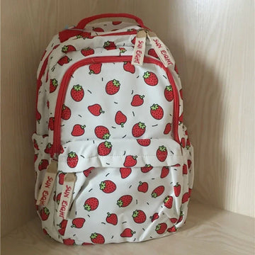Qfdian High-capacity Women All Match Backpack Kawaii Cute Strawberry Print Students Schoolbags   Harajuku Sweet Chic Backpacks